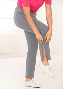 Stoffhose GOLDNER "Kurzgr&ouml;&szlig;e Freizeithose mit Rei&szlig;verschluss", Damen, Gr. 24, K-Gr, grau, Obermaterial: 60% Baumwolle CO. 35% Polyester PES. 5% Elasthan EL., normal, Hosen Stoffhose, am Bein seitlicher Zwei-Wege-Rei&szlig;verschlu&szlig;