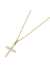 Kette mit Anh&auml;nger Luigi Merano "Kette Kreuz mit Zirkonia, Gold 375", gold, Halsketten, Damen, Gelbgold 375, Kette mit Anh&auml;nger