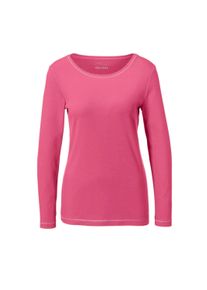 Kurzarmshirt GOLDNER "Kurzgr&ouml;&szlig;e Basic T-Shirt aus reiner Baumwolle", Damen, Gr. 25, pink (kamelie), Obermaterial: 100% Baumwolle CO., U-Boot-Ausschnitt, Sonstiges, Shirts Kurzarmshirt, Ziern&auml;hte aus Glanzgarn am Ausschnitt und an den S&auml;ume