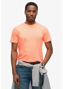 Rundhalsshirt Superdry "CLASSIC ESSENTIAL TEE", Damen, Gr. XL, orange (washed dry fluro orange), Single Jersey, Obermaterial: 100% Baumwolle, unifarben, relaxed fit normal, Rundhals, Shirts Rundhalsshirt