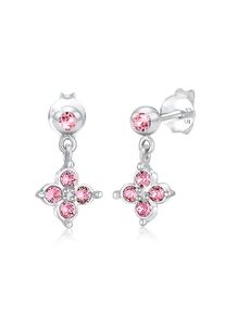 Paar Ohrstecker Elli "Ohrringe Kinder Blume Kristalle 925 Silber" Gr. 10, rosa, Ohrringe, M&auml;dchen, ohne Stein, Silber 925 (Sterlingsilber), Paar Ohrstecker