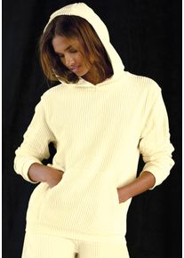 Kapuzenpullover Buffalo, Damen, Gr. 40/42, hellgelb, Cord, Obermaterial: 62% Baumwolle, 36% Polyester, 2% Elasthan. Kapuzenfutter: 100% Polyester, unifarben, bequem h&uuml;ftlang, Pullover Kapuzenpullover, mit weicher Cord-Struktur