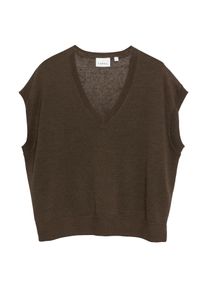Pullunder comma, Damen, Gr. L, braun, Strick, Obermaterial: 57% Leinen, 27% Viskose, 16% Polyester, unifarben, l&auml;ssig geschnitten h&uuml;ftbedeckend, V-Ausschnitt, B&uuml;ndchen, Pullover Pullunder, mit V-Ausschnitt und Viskose-Leinen