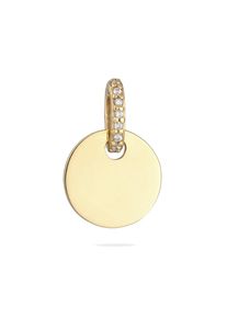 Medallionanh&auml;nger Elli "Anh&auml;nger Pl&auml;ttchen mit Stein Zirkonia Wei&szlig; 925 Sterling Silber", gold, Schmuckanh&auml;nger, Damen, Silber 925 (Sterlingsilber), Medallionanh&auml;nger