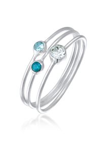 Ring-Set Elli "Ring 3er Set Stacking Zart Kristalle 925 Silber" Gr. 58, blau, Fingerringe, Damen, 58,mit Stein, Silber 925 (Sterlingsilber), 4mm, Ring-Set