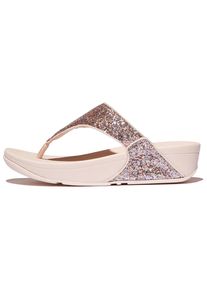 Zehentrenner fitflop "LULU MULTI-TONAL GLITTER TOE", Damen, Gr. 40, beige (beige, ros&egrave;), Synthetik, Glitzer, Schuhe Zehentrenner, Badeschuh, Slides, Sandale mit Glitter