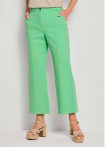 Stretch-Jeans GOLDNER "Kurzgr&ouml;&szlig;e Jerseyhose mit Biesen", Damen, Gr. 19, K-Gr, gr&uuml;n, Obermaterial: 97% Baumwolle CO. 3% Elasthan EL., weit, Jeans Stretch-Jeans, abgesteppte Biesen