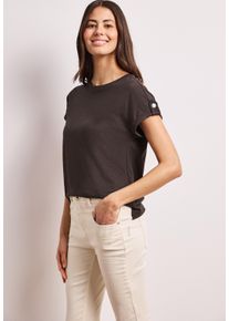 Shirttop Street One, Damen, Gr. 40, espresso braun, Jersey, Obermaterial: 50% Baumwolle, 50% Modal, unifarben, h&uuml;ftbedeckend, Rundhals, 1-Knopf-Manschette, Tops Shirttop, Sommershirt mit Rundhals und Knopfdetails