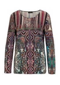 Print-Shirt GOLDNER "Attraktives Druckshirt in einzigartigem Look", Damen, Gr. 42, blau (marine, gemustert), Obermaterial: 96% Viskose CV. 4% Elasthan EL., normal, U-Boot-Ausschnitt, Sonstiges, Shirts Print-Shirt, Ohne