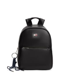 Cityrucksack Tommy Jeans "TJW CITY CHARM DOME BACKPACK", Herren, Gr. B/H/T: 22cm x 32cm x 11cm, schwarz, Lederimitat, Basic, Rucks&auml;cke Cityrucksack, Freizeitrucksack, City Bag mit Logoemblem un Anh&auml;nger