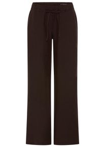 Leinenhose MAC "CHIARA BELT", Damen, Gr. 42, L&auml;nge 32, truffle braun, Obermaterial: 100% Leinen, weit kn&ouml;chellang, Hosen Leinenhose, Sommerhose Wide Fit, mit geradem, weitem Bein