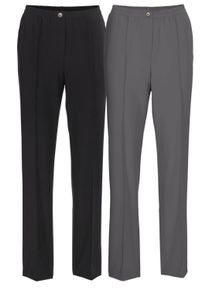 Schlupfhose GOLDNER "Stretchhosen mit elastischem Bund", Damen, Gr. 54, N-Gr, schwarz (grau, schwarz), Obermaterial: 100% Polyester COOLMAX PES(Coolmax)., normal, Hosen Schlupfhose, Ohne