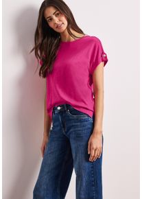 Shirttop Street One, Damen, Gr. 42, magenta dream, Jersey, Obermaterial: 50% Baumwolle, 50% Modal, unifarben, h&uuml;ftbedeckend, Rundhals, 1-Knopf-Manschette, Tops Shirttop, Sommershirt mit Rundhals und Knopfdetails