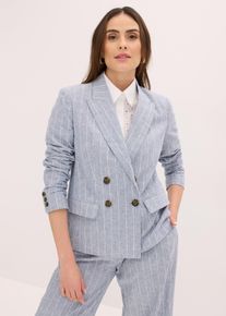 bonprix Blazer mit Leinenanteil, blau, Gr.44, eleganter Blazer mit Leinenanteil, aus Leinen