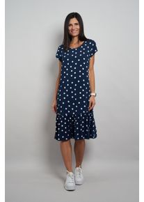 Druckkleid Seidel Moden, Damen, Gr. 52, N-Gr, navy, Jersey, Obermaterial: 100% Viskose, gepunktet, k&ouml;rpernah knielang, Rundhals, Kleider Druckkleid, gepunktet- aus Viskose - MADE IN GERMANY