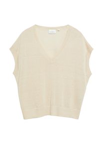 Pullunder comma, Damen, Gr. L, oat milk, Strick, Obermaterial: 57% Leinen, 27% Viskose, 16% Polyester, unifarben, l&auml;ssig geschnitten h&uuml;ftbedeckend, V-Ausschnitt, B&uuml;ndchen, Pullover Pullunder, mit V-Ausschnitt und Viskose-Leinen