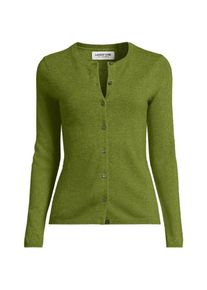 LANDS' END Kaschmir-Cardigan mit rundem Ausschnitt, Damen,  Gr&uuml;n, Kaschmir, by Lands' End