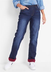 bonprix Straight-Jeans Mid Waist Thermo, blau, Gr.38, Schlupfjeans mit Fleece in der Innenseite, 66% Baumwolle
