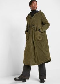 bonprix Cord-Mantel mit Teddy-Fleece Kapuze aus reiner Baumwolle, gr&uuml;n, Gr.52, Herbstlicher Cord-Parka aus 100% Baumwolle mit mit Teddy-Fleece Kapuze, aus 100% Baumwolle,Cord