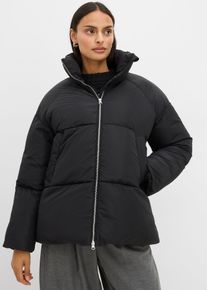 bonprix Puffer-Jacket, schwarz, Gr.52, Weit geschnittene Steppjacke mit schr&auml;gen Leistentaschen vorne und &uuml;berschnittenen Schultern