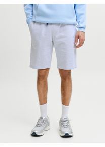 Jack & Jones Sweatshorts JACK & JONES "JPSTGORDON COLLEGE SWEAT SHORTS MID", Damen, Gr. L, N-Gr, wei&szlig; melange, angeraute Sweatware, Obermaterial: 80% Baumwolle, 20% Polyester, meliert, regular fit, Hosen Sweatshorts