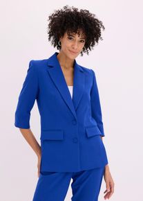 bonprix Blazer mit modisch betonten Schultern, blau, Gr.38, Blazer mit 3/4 &Auml;rmel