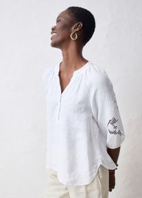 bonprix Tunika aus reinem Leinen, wei&szlig;, Gr.46, mit sch&ouml;ner Lochstickerei am 3/4 &Auml;rmel aus reinerm Leinen, aus Leinen