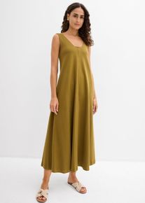 bonprix Jerseykleid aus reiner Bio-Baumwolle, gr&uuml;n, Gr.44/46 (L), &Auml;rmelloses A-Linien Kleid mit einem eckigen V-Ausschnitt und einem tiefen R&uuml;ckenausschnitt, 100% Baumwolle (organic)