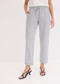 bonprix Leinenhose mit Elastik-B&uuml;ndchen, blau, Gr.36, Feminine Leinenhose mit Elastik-B&uuml;ndchen und Umschlagsaum, aus Leinen