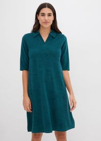 bonprix Knieumspielendes Frottee-Kleid mit Polokragen, petrol, Gr.48/50 (XL), Lockeres Kleid, bietet durch Polokragen Bequemheit, 83% Baumwolle