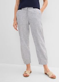 bonprix Hose mit Leinen 7/8 L&auml;nge, blau, Gr.50, Komfortable Leinenmix-Hose mit Bindeband und erh&ouml;htem Bund, aus Leinen