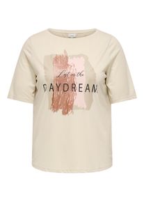 Rundhalsshirt Only CARMAKOMA "CARNICKY LIFE 2/4 SLEEV BOATNECK TEE JRS", Damen, Gr. S, oatmeal print:daydream, Jersey, Obermaterial: 70% Modal, 30% Polyester, bedruckt, regular fit normal, Rundhals, Shirts Rundhalsshirt