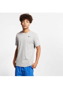 T-Shirt Nike "Nike Dri-FIT Men's Fitness T-Shirt", Damen, Gr. XL, grau (dk grau heather, schwarz), Obermaterial: 60% Baumwolle, 40% Polyester, Rundhals, Shirts T-Shirt, Kurzarm, Rundhalsausschnitt