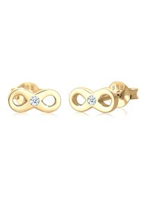 Paar Ohrstecker Elli DIAMONDS "Ohrringe Ohrstecker Infinity Diamant Wei&szlig; Brillantschliff (0.03 ct) 585 Gelbgold" Gr. 4, gold, Ohrringe, Damen, Gelbgold 585, Paar Ohrstecker