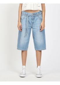 Bermudas Gang "94CLAIRE BERMUDA", Damen, Gr. 32, N-Gr, blau vintage, Denim/Jeans, Obermaterial: 80% Baumwolle, 20% Elasthan, l&auml;ssig geschnitten knielang, Hosen Bermudas, mit Bindeg&uuml;rtel, Denim