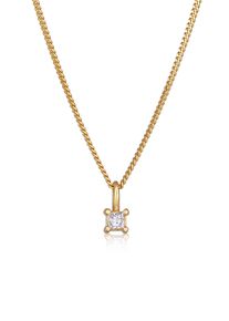 Silberkette Elli DIAMONDS "Halskette Diamant (0.1 ct) Viereck Solit&auml;r 925 Silber" Gr. 40, gold, Halsketten, Damen, Silber 925 (Sterlingsilber), Silberkette, 1
