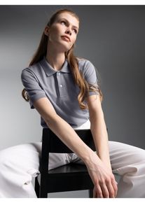 Poloshirt TRIGEMA "TRIGEMA Poloshirt DELUXE Piqu&eacute;", Damen, Gr. S, grau (cool, grau), Piqu&eacute;, 100% Baumwolle, Basic, lang, ohne Ausschnitt, Shirts Poloshirt