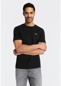 T-Shirt BOSS Green, Damen, Gr. S, schwarz001, Single Jersey, Obermaterial: 96% Baumwolle, 4% Elasthan, unifarben, regular fit normal, Rundhals, abgesteppte Kante, Shirts T-Shirt, Rundhalsausschnitt, kurze &Auml;rmel, Regular fit, Logodruck