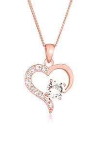Silberkette Elli "Halskette Herz 925 Silber, mit Kristallen von Swarovski" Gr. 45, rosa (rosegold), Halsketten, Damen, Silber 925 (Sterlingsilber), Silberkette