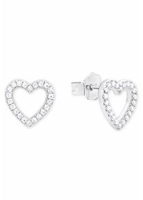 Paar Ohrstecker s.Oliver "Herz", silber (silber, 925, kristallwei&szlig;), Ohrringe, Damen, Silber 925 (Sterlingsilber), Paar Ohrstecker, mit Zirkonia (synth.)