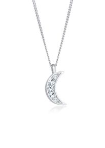 Silberkette Elli "Halskette Halbmond Astro 925 Silber, mit Kristallen von Swarovski" Gr. 42, silber, Halsketten, Damen, Silber 925 (Sterlingsilber), Silberkette