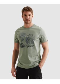 PME-Legend T-Shirt PME LEGEND "Short sleeve r-neck single jersey fotoprint", Damen, Gr. L, iceberg gr&uuml;n, Jersey, Obermaterial: 100% Baumwolle, bedruckt, regular fit normal, Rundhals, gerader Abschluss, Shirts T-Shirt, mit Logo Print