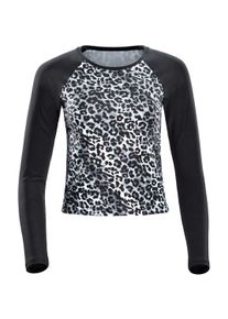 Langarmshirt WINSHAPE "AET119LS", Damen, Gr. S, schwarz-wei&szlig; (schneeleopard, schwarz), 85% Polyester, 15% Elasthan, Rundhals, Shirts Langarmshirt, Cropped Functional Light and Soft