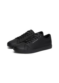 Sneaker Tommy Hilfiger "TH HI VULC CORE LOW LTH II ESS", Herren, Gr. 48, schwarz uni, Lederimitat, unifarben, Schuhe Sneaker, Freizeitschuh, Halbschuh, Schn&uuml;rer in schmaler Form