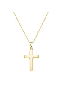 Kreuzkette Luigi Merano "Kette Kreuz Anh&auml;nger, Gold 585", gold, Halsketten, Damen, Gelbgold 585, Kreuzkette