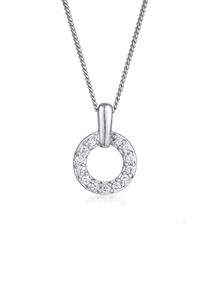 Silberkette Elli DIAMONDS "Halskette Kreis Anh&auml;nger Laborgez&uuml;chteter Diamanten Wei&szlig; (0.052 ct) 925 Sterling Silver" Gr. 45, silber, Halsketten, Damen, Silber 925 (Sterlingsilber), Silberkette
