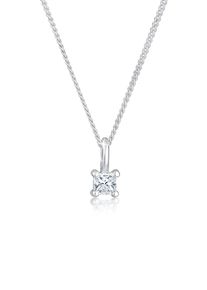 Silberkette Elli DIAMONDS "Halskette Diamant (0.1 ct) Viereck Solit&auml;r 925 Silber" Gr. 40, silber, Halsketten, Damen, Silber 925 (Sterlingsilber), Silberkette