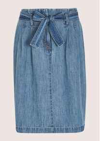 Madeleine Mode Regular-fit-Jeans MADELEINE "Jeansrock Baumwollrock mit Bundfalten", Damen, Gr. 46, N-Gr, blau, Obermaterial: 98% Baumwolle CO. 2% Elasthan EL., Modern, ausgestellt, Jeans Regular-fit-Jeans, Jeansrock mit Bindeg&uuml;rtel