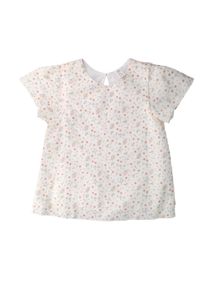 Kurzarmbluse MaxiMo, Damen, Gr. 86/92, wollwei&szlig;, bl&uuml;mchen, Web, Obermaterial: 100% Baumwolle, Blusen Kurzarmbluse, Wollwei&szlig; mit Bl&uuml;mchen, Rundhalsausschnitt, Kleinkind, M&auml;dchen