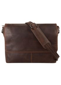 XZONE Messenger Bag X-ZONE, Damen, Gr. B/H/T: 40cm x 28cm x 8cm onesize, braun (cognac), Leder, beschichtet, gl&auml;nzend, Taschen Messenger Bag, echt Leder